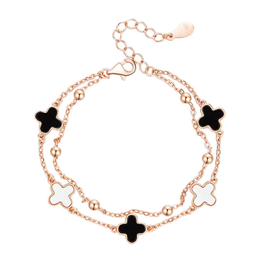 Clover Leaf Five Motifs Rose Gold Bracelet