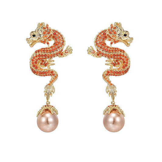 18K Dragon Zircon Earrings