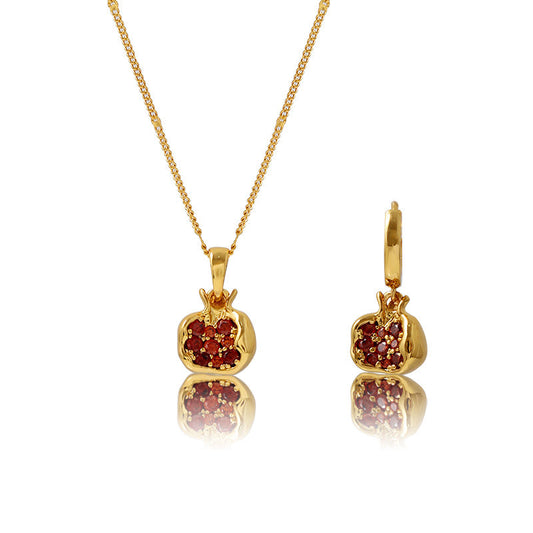 18K Pomegranate Earring & Necklaces Set