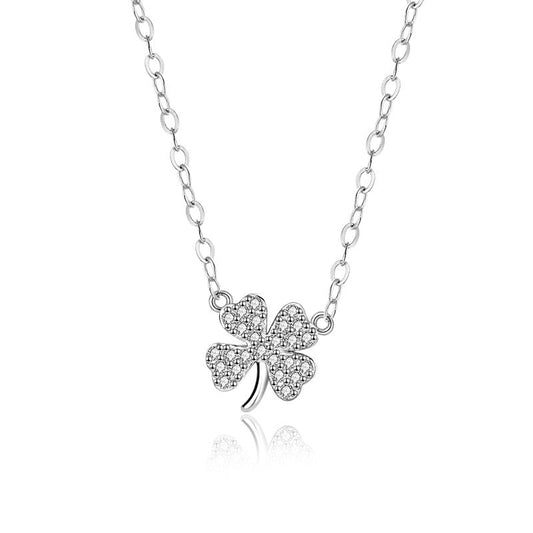 Four Leaf Motif Clover Lucky Diamond Necklace