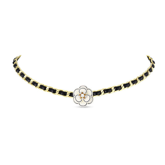 Camellia Leather Choker Necklace