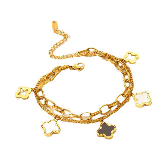 Clover Leaf Five Motifs Bracelet