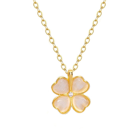 Eye Stone Clover Necklace