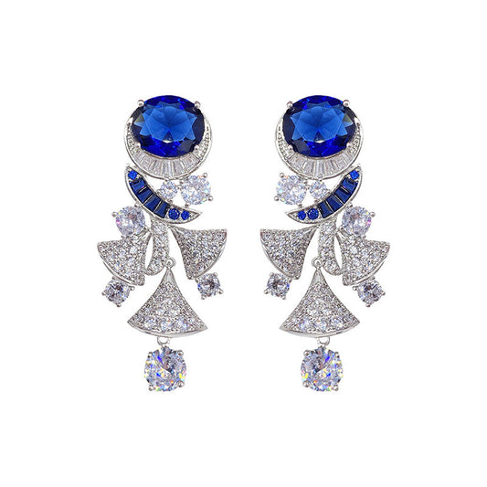 18K Sapphire Fan Earrings