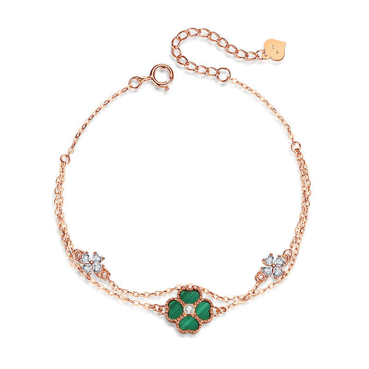 Green Gemstone Clover Bracelet
